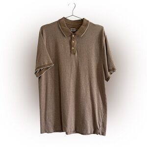 Joseph Abboud Polo - Size Large, Brown, Lightweight, White Trim, Short Sleeve
